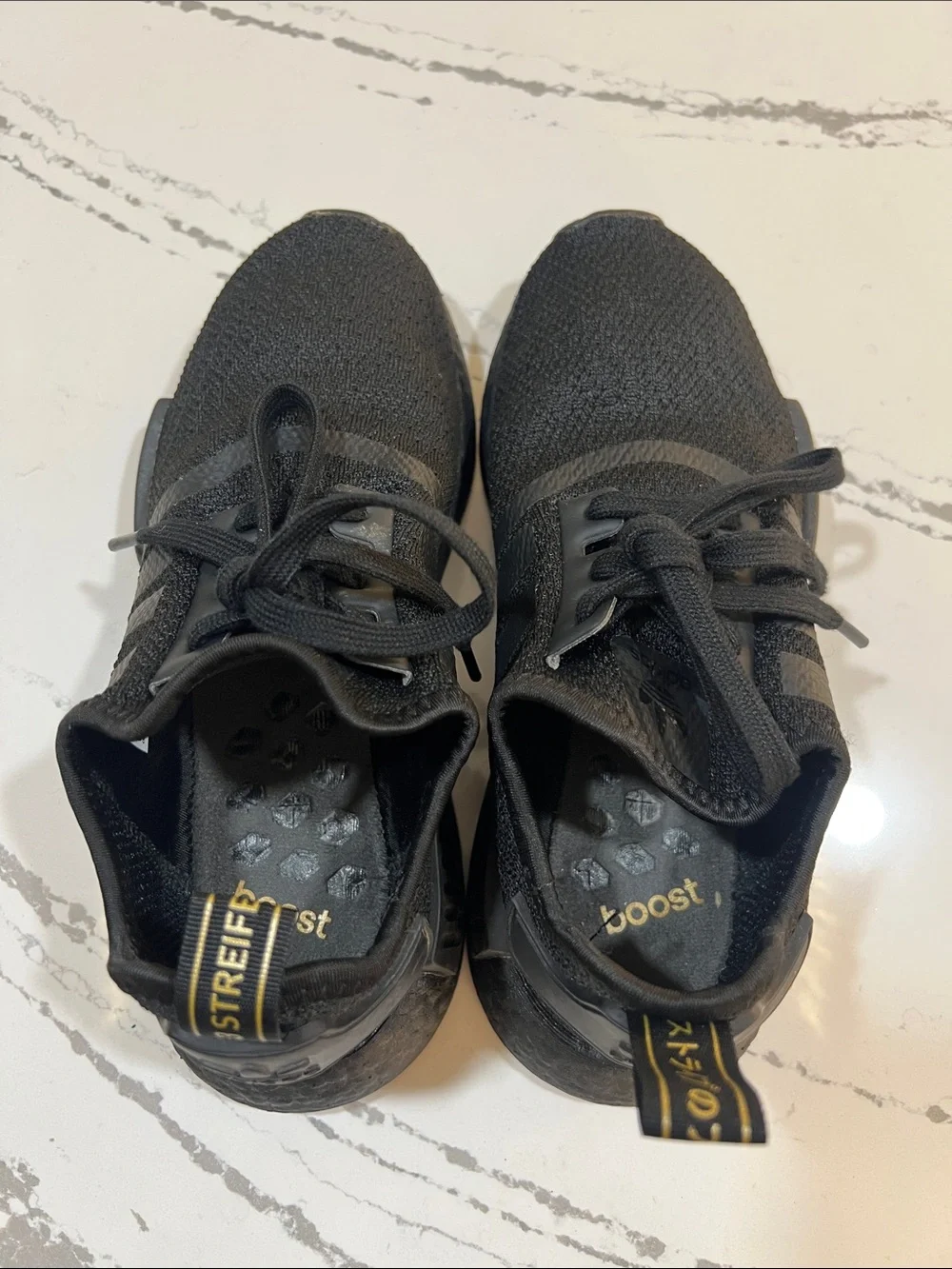 Adidas NMD_R1 Black Gold Metallic Sneakers Women's Size 6.5 FV1787